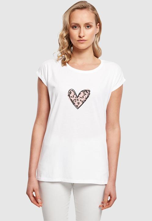 Produktbild Merchcode Ladies Valentines Day - Leopard Heart Extended Shoulder Tee - 117969 (XL)