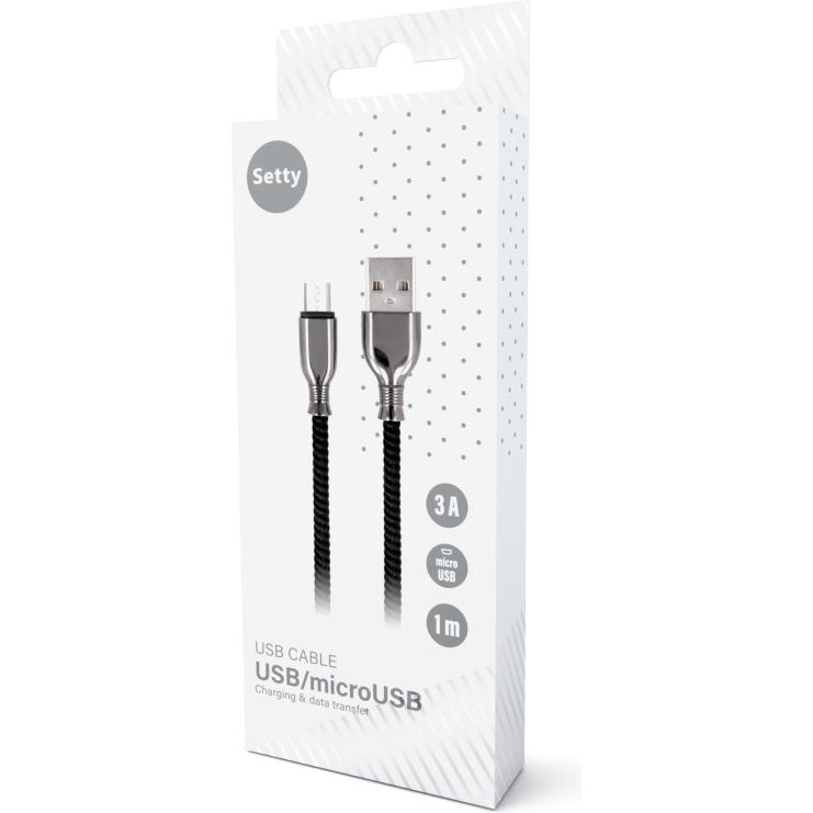 Thumbnail - Setty Kabel USB - microUSB 1,0 m 3A FC-M schwarz - ohne Verpackung, USB Kabel