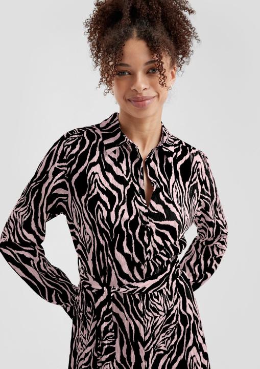 Produktbild S.Oliver Kleid Gemustertes Hemdblusenkleid mit Bindegürtel (36)