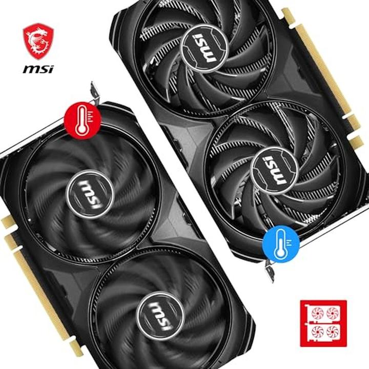 Image du produit MSI GeForce RTX 4060 Ti Ventus 2X Noir 8G OC, 8192 Mo GDDR6 (8 Go)