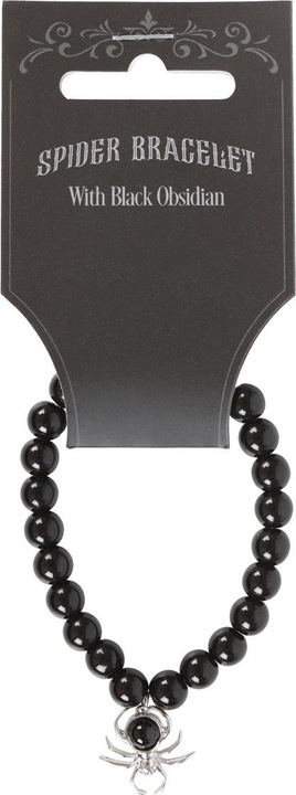 Actual product image Something Different Beaded Obsidian Spider Charm Bracelet (100% synthetic material)