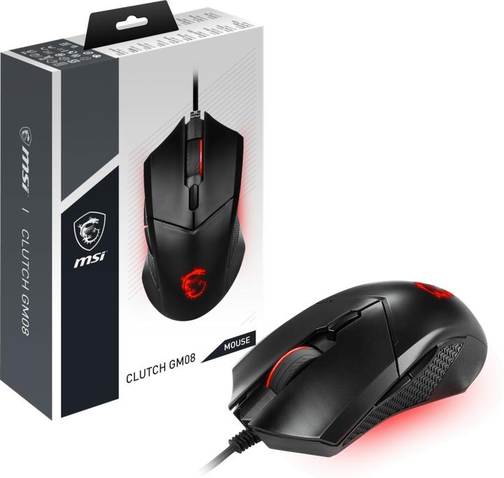 Actual product image MSI Clutch GM300 Gaming Mouse, Black, USB (Cable)