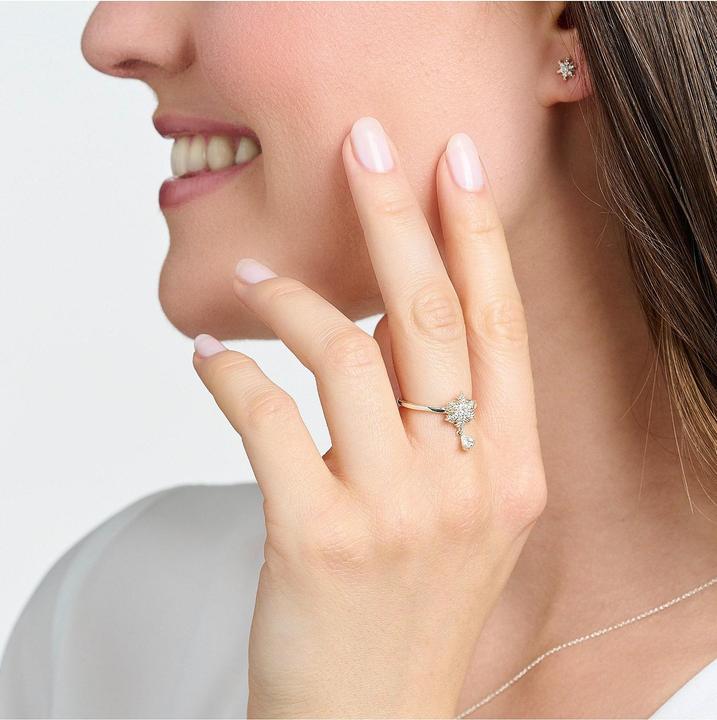 Produktbild Thomas Sabo Ring Schneeflocke mit Weissen Steinen Silber (54, 925 Silber)