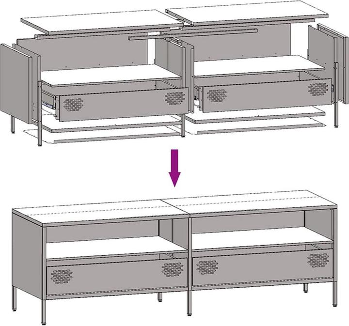 Image du produit vidaXL Armoire TV Lowboard Meuble TV Table de télévision Acier laminé à froid