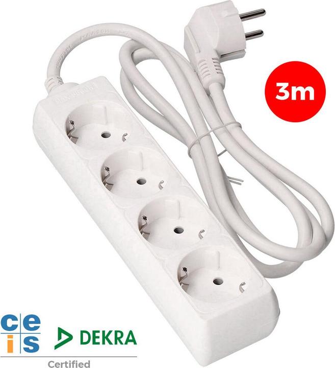 Produktbild EDM Steckdosenleiste mit 4 Steckdosen ohne Schalter 41034 Schuko (3 m) (4 x, CEE 7/3, 3 m)