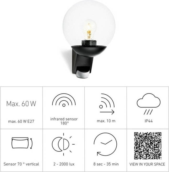 Immagine prodotto Steinel Lampada da parete esterna con movimento (E27, IP44)