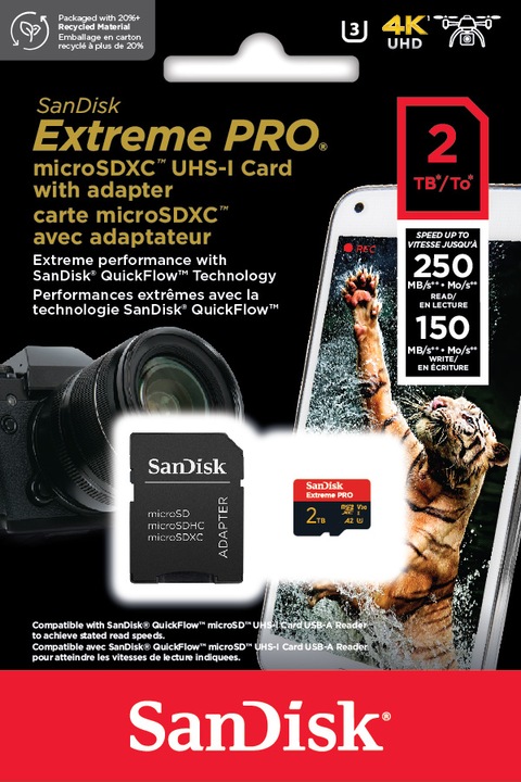 Produktbild SanDisk Extreme PRO UHS-I V30 (2000 GB, microSDXC, U3, UHS-I)