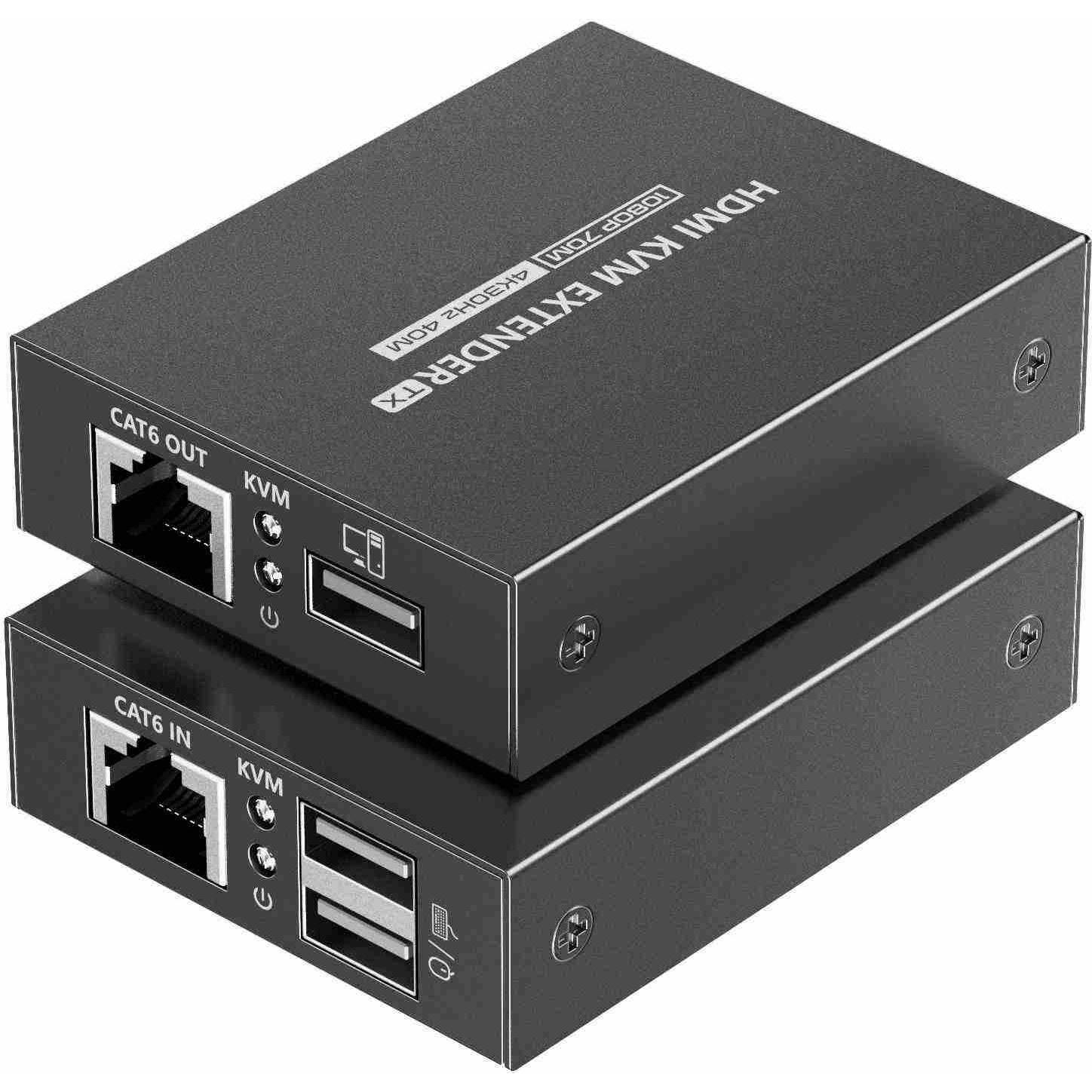 PremiumCord Estensore KVM HDMI 4K a FULL HD 1080p na 70m s přenosem USB, Switch KVM