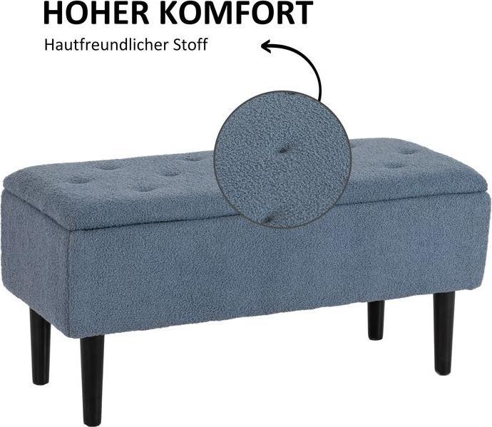Actual product image Swisshandel24 Upholstered bench with storage space, seat chest, cashmere look, up to 120 kg, natural wood frame (95 cm)