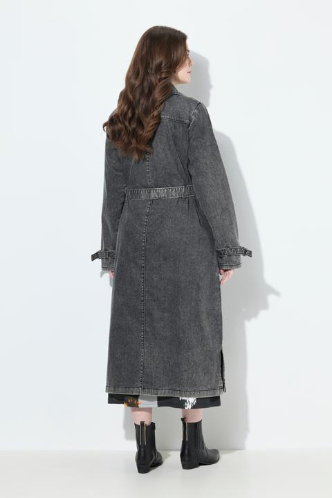 Image du produit Ulla Popken Trench-coat en jean, col à revers et double rangée de boutons. Style vintage. (42, 44)
