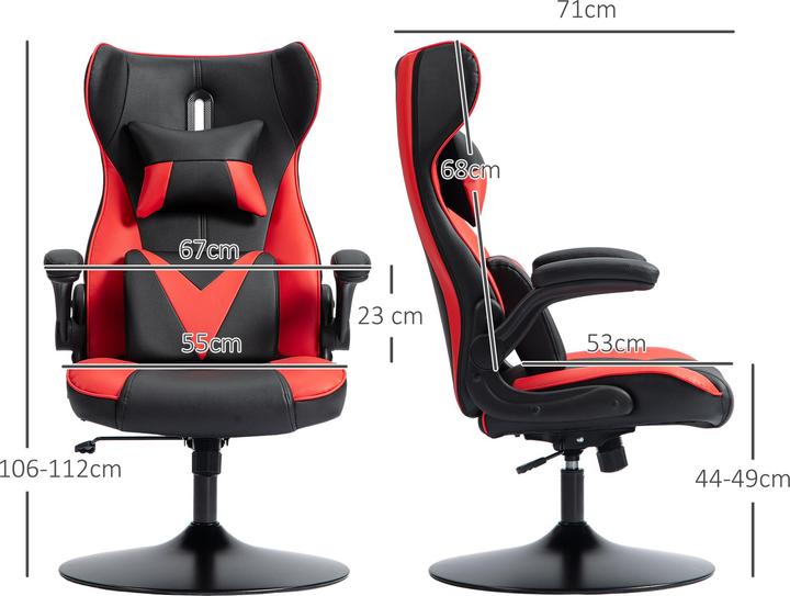 Image du produit Vinsetto Gaming-Stuhl Kunststoff, Metall Rot