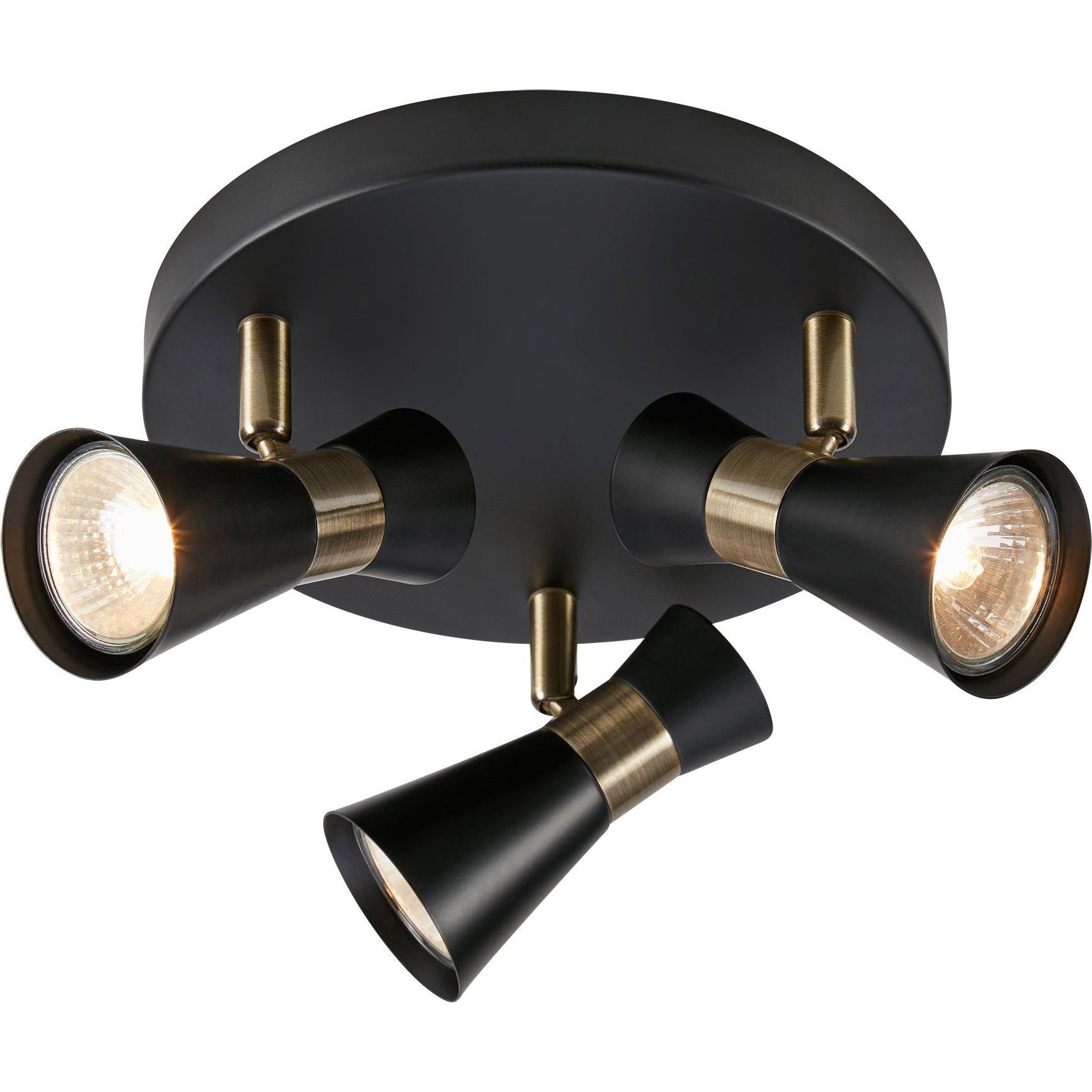 Markslöjd, Applique + Plafoniera, FOLIE Ceiling Round 3L Black/Antique Brass