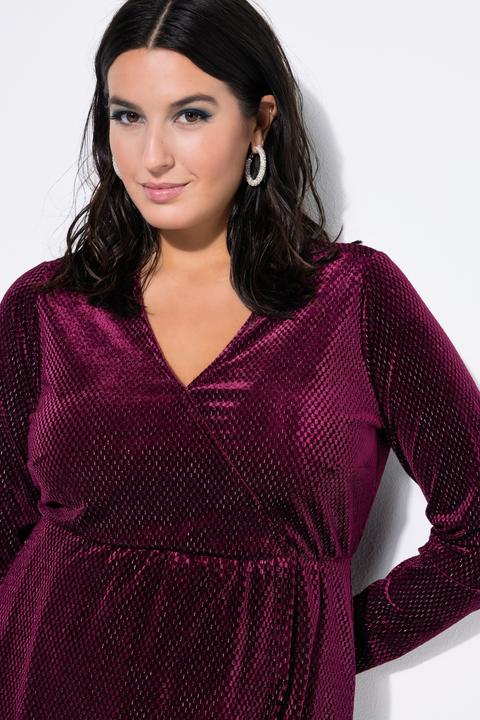 Produktbild Studio Untold Samtkleid, A-Line, Glitzereffekt, Wickeloptik, Langarm (50, 52)