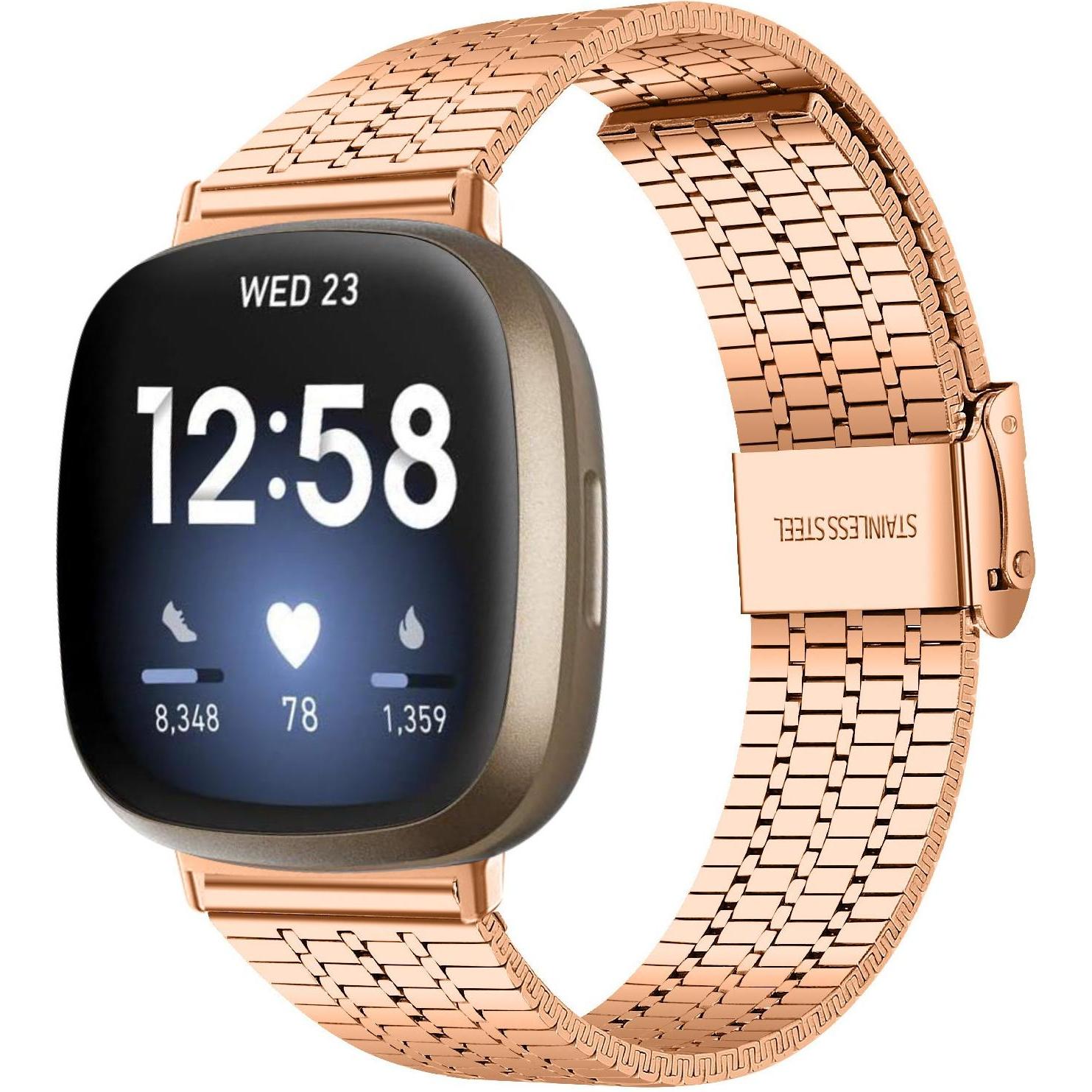 Strap-it Stahlarmband (Edelstahl, Versa 3), Uhrenarmband, Gold