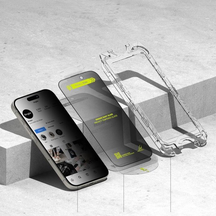 Produktbild Ringke Screen Protector for iPhone 16 Pro Max EASY SLIDE PRIVACY TEMPERED GLASS 2 pack, w installation Jig (2 Stück, Apple iPhone 16 Pro Max)