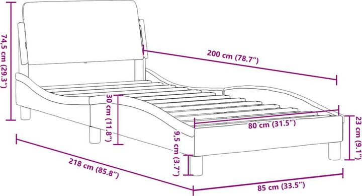 Actual product image VidaXL Bed frame with velvet headboard (160 x 200 cm)