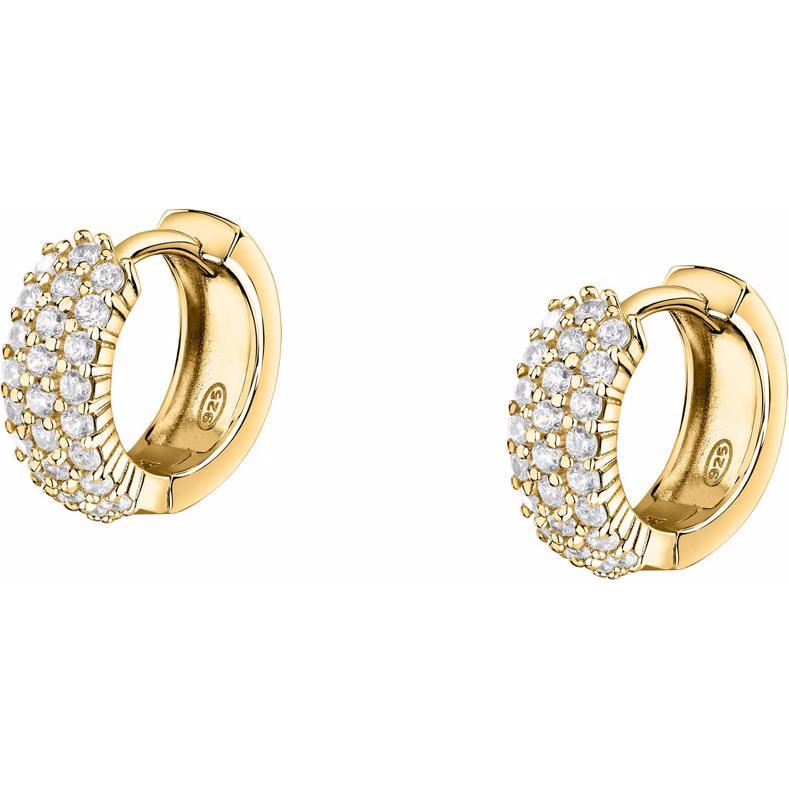 Morellato, Ohrringe, Charming gold-plated hoop earrings with zircons Tesori SAIW145, (Silber 925)