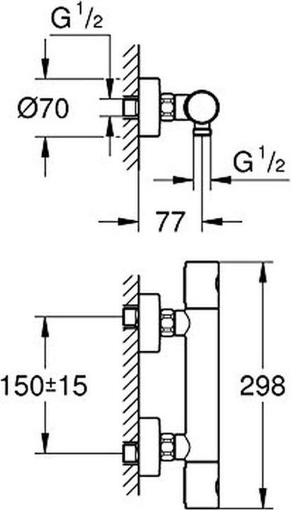 Actual product image Grohe Grohtherm 1000 Cosmopolitan thermostatic shower mixer