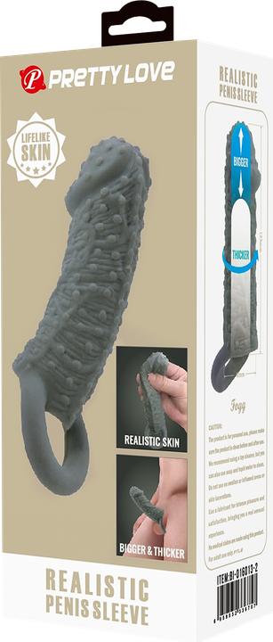 Actual product image Pretty Love Realistic Penis Enlargement and Retardation Sleeve Model 2 Grey