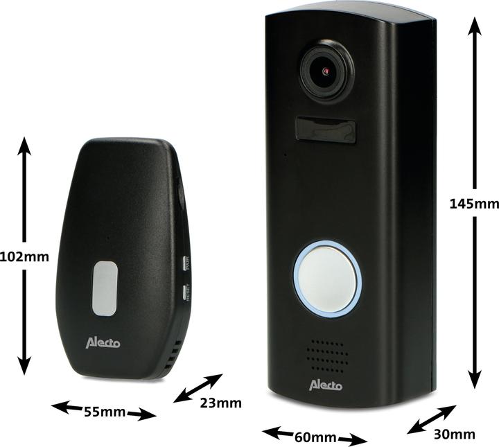 Actual product image Alecto WLAN doorbell with camera, black (Wi-Fi)