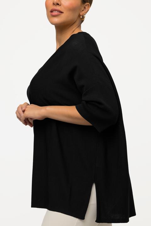 Image du produit Ulla Popken Pull oversize, encolure en V et manches courtes (60)