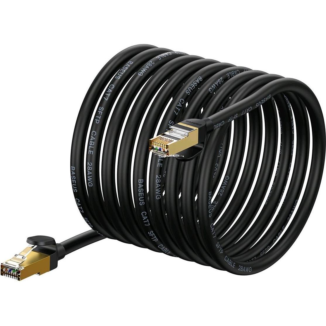 Baseus High Speed Seven types of RJ45 10Gigabit network cable (round cable)15m Black (S/FTP, CAT7, 15 m), Netzwerkkabel