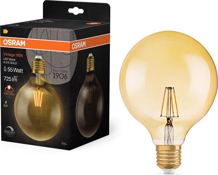 Actual product image Osram Vintage 1906 Led Classic Globe (E27, 6.50 W, 650 lm, 1 x, E)