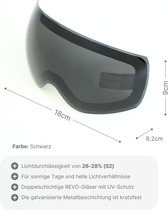 Produktbild Hermex Ersatzglas für magnetische Skibrille Wechselglas Snowboardbrillenglas Skibrillenglas (Skibrille Ersatzglas)