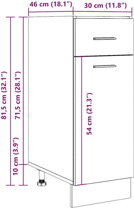 Produktbild vidaXL Küchenschrank (30 x 46 x 81.50 cm)