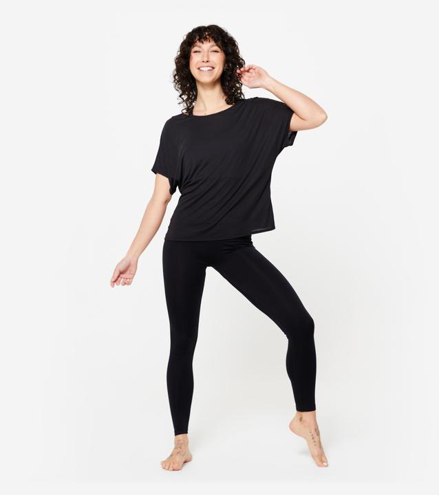 Produktbild Domyos Tanz-Shirt Damen kurzarm fliessend Modern Dance - schwarz (M)