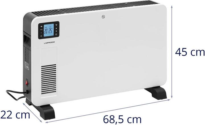 Produktbild Uniprodo Konvektorheizung Elektroheizung 2300 W 5 - 37 °C 25 m² Timer LCD Fernbedienung (2300 W)