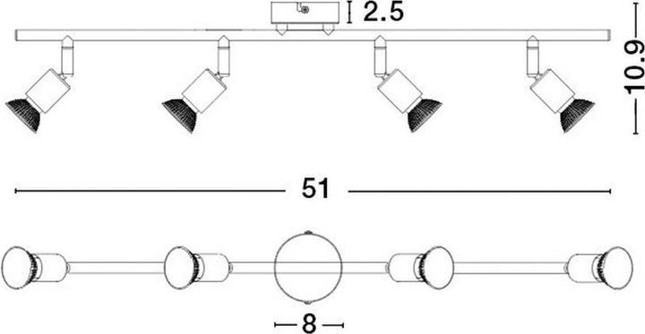 Image du produit Nova Luce BASE Plafonnier GU10 quadruple nickel 51x8x10,9cm dimmable 660004