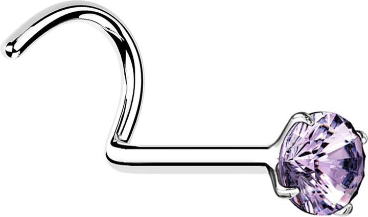 Produktbild Star Piercing Nasenstecker gebogen silber runder Kristall tanzanite gefasst (ohne Messing, 925 Sterlingsilber)