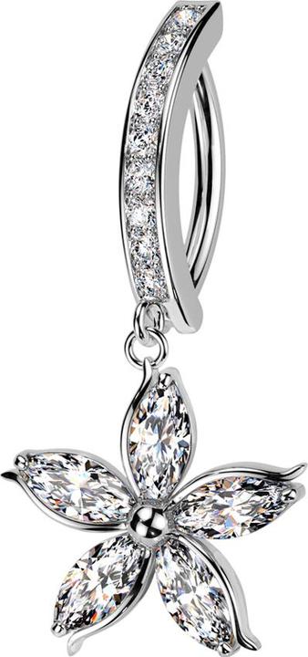 Immagine prodotto Star Piercing Banana a cerniera in argento scudo cristallo argento ciondolo fiore (Ottone, Acciaio chirurgico 316L)