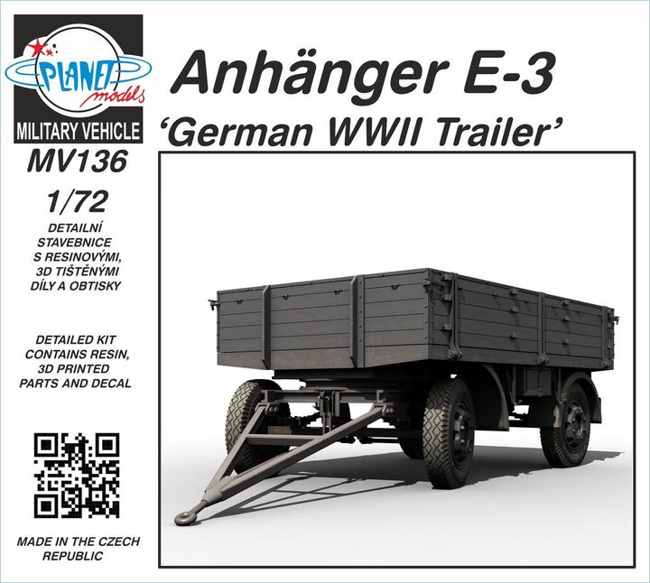 Image du produit Planet Models Remorque E-3 'German WWII Trailer' (remorque allemande de la Seconde Guerre mondiale)