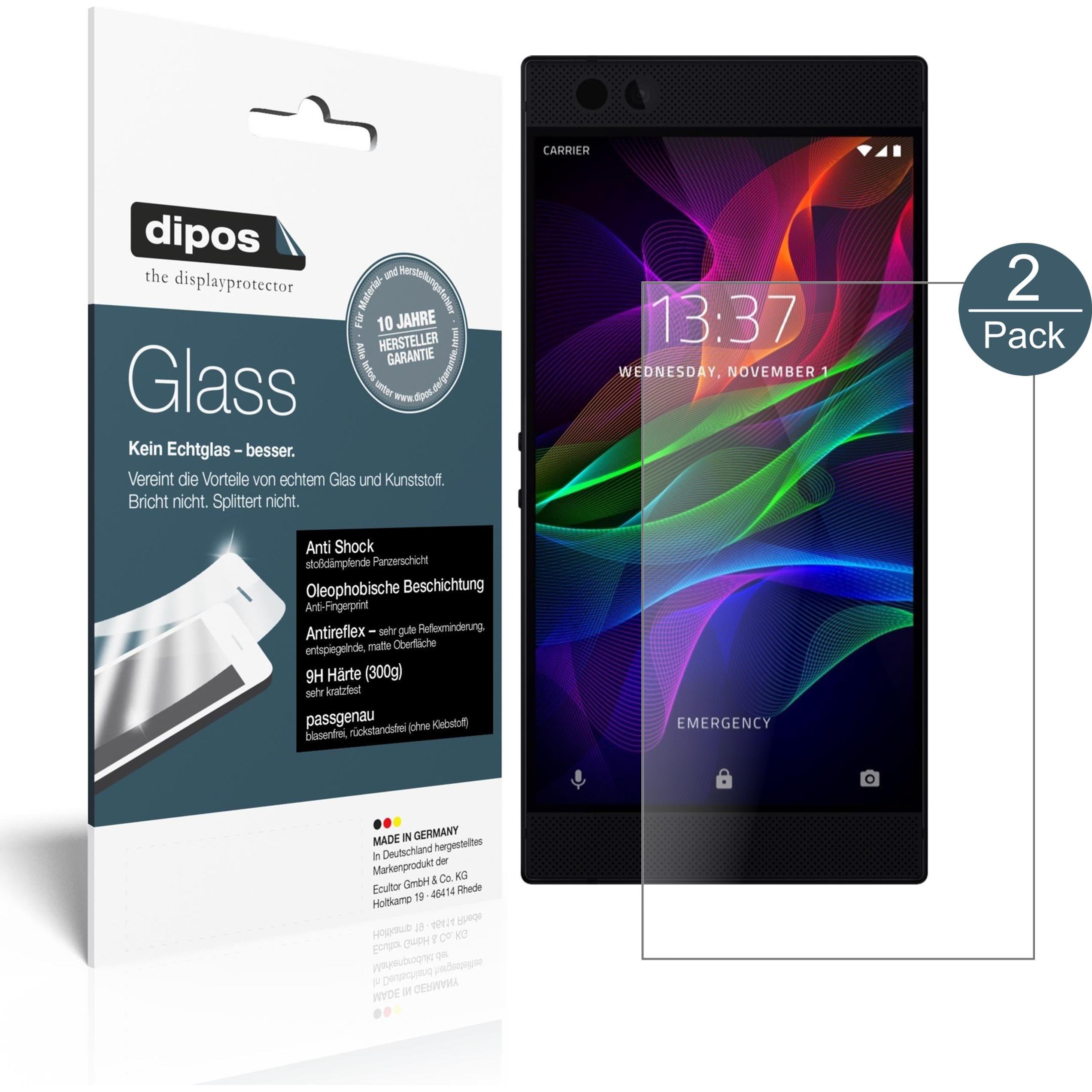 Dipos Displayschutz Anti-Shock (2 Stück, Razer Phone), Smartphone Schutzfolie, Transparent