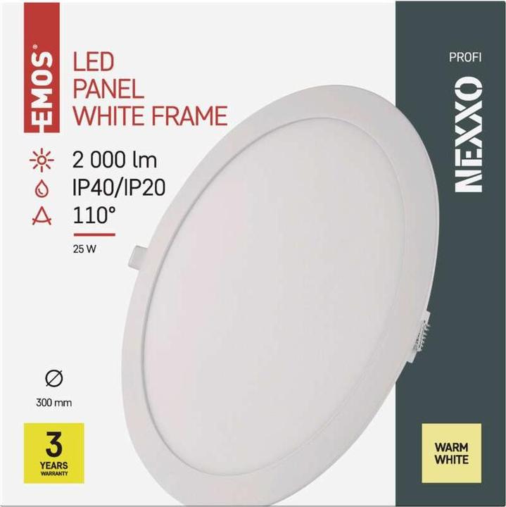 Produktbild Emos LED-Einbauleuchte NEXXO, rund, weiss, 25W, warmweiss (2000 lm)