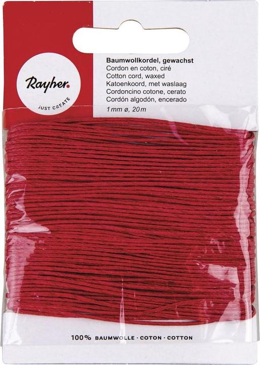 Image du produit Rayher Cordon de coton ciré rouge 20m