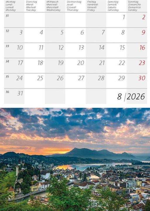Produktbild Kleiner Schweizer Kalender 2026 (Harter Einband, Deutsch, Französisch, Italienisch)