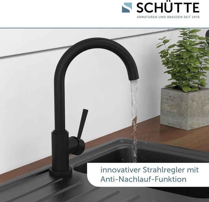 Produktbild Schütte Wasserhahn Küche CORNWALL Spültischarmatur Niederdruck Schwarz matt Schwenkbar 79169