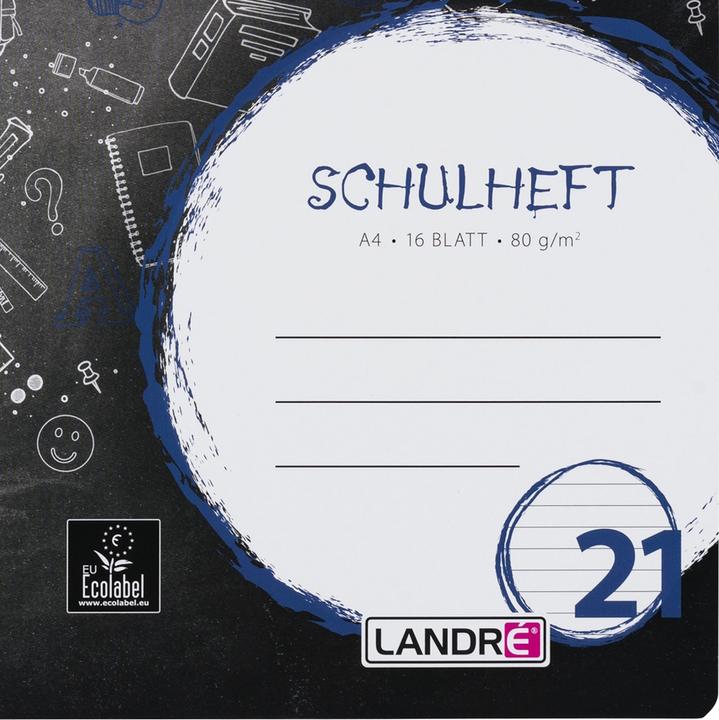 Produktbild Landré A4 2fach rückendrahtgeheftetes Schulheft (A4, Liniert, Harter Einband)