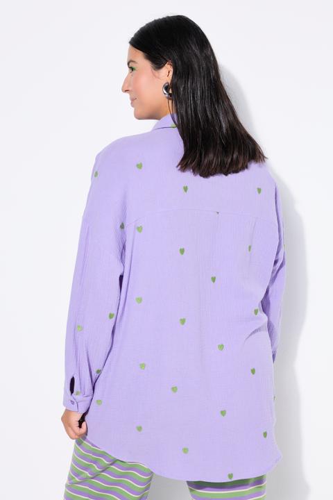 Actual product image Studio Untold Oversized Embroidered Long Sleeve Button Front Shirt (60)