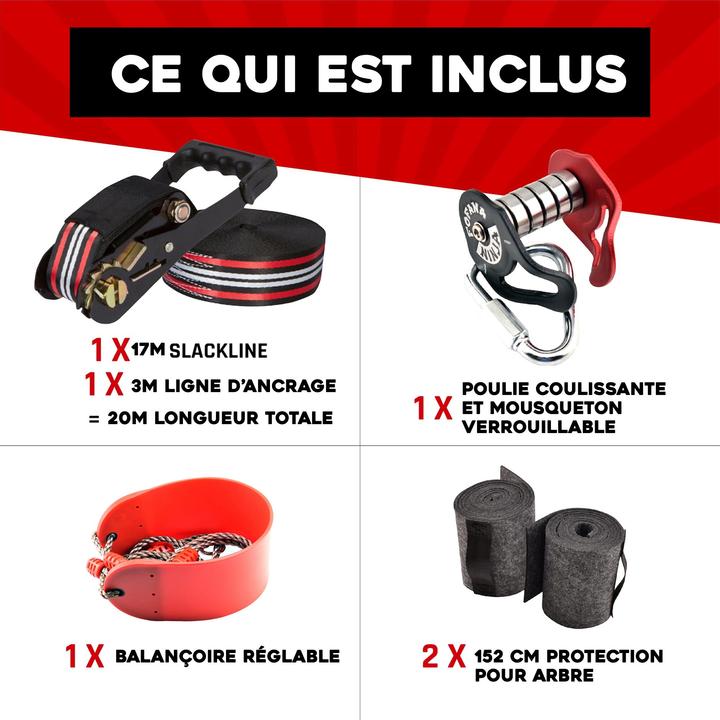 Productafbeelding Fofana Ninja Slider Zipline Katrol Kit, 20 m (20 m)