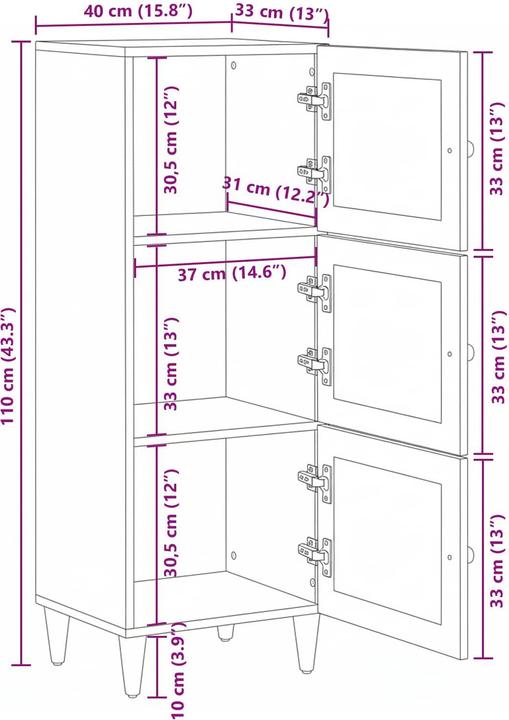Image du produit vidaXL Sideboard (33 x 40 x 110 cm)