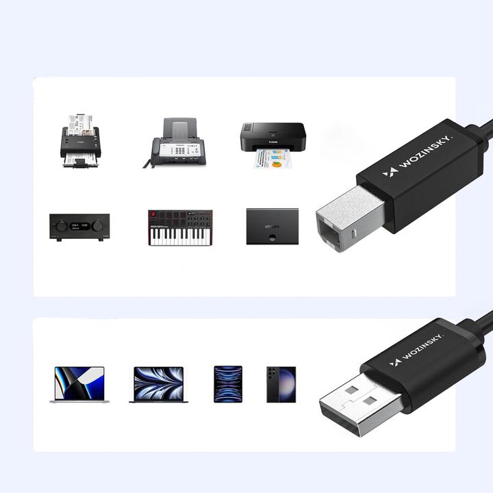 Actual product image Wozinsky WKDDY4S USB-B - USB-A 480Mb/s Kabel 1m - Schwarz (1 m, USB 2.0)