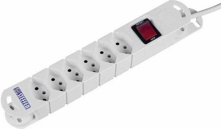 Produktbild Steffen Steckdosenleiste TIDE 6xT13 3m mit Schalter und Haftmagnete ws (6 x, Typ 13, 3 m)