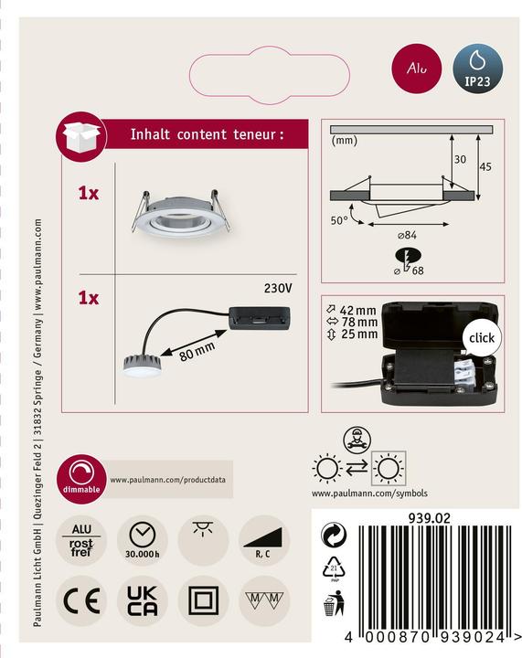 Produktbild Paulmann Einbauleuchte Nova Plus Set (425 lm)