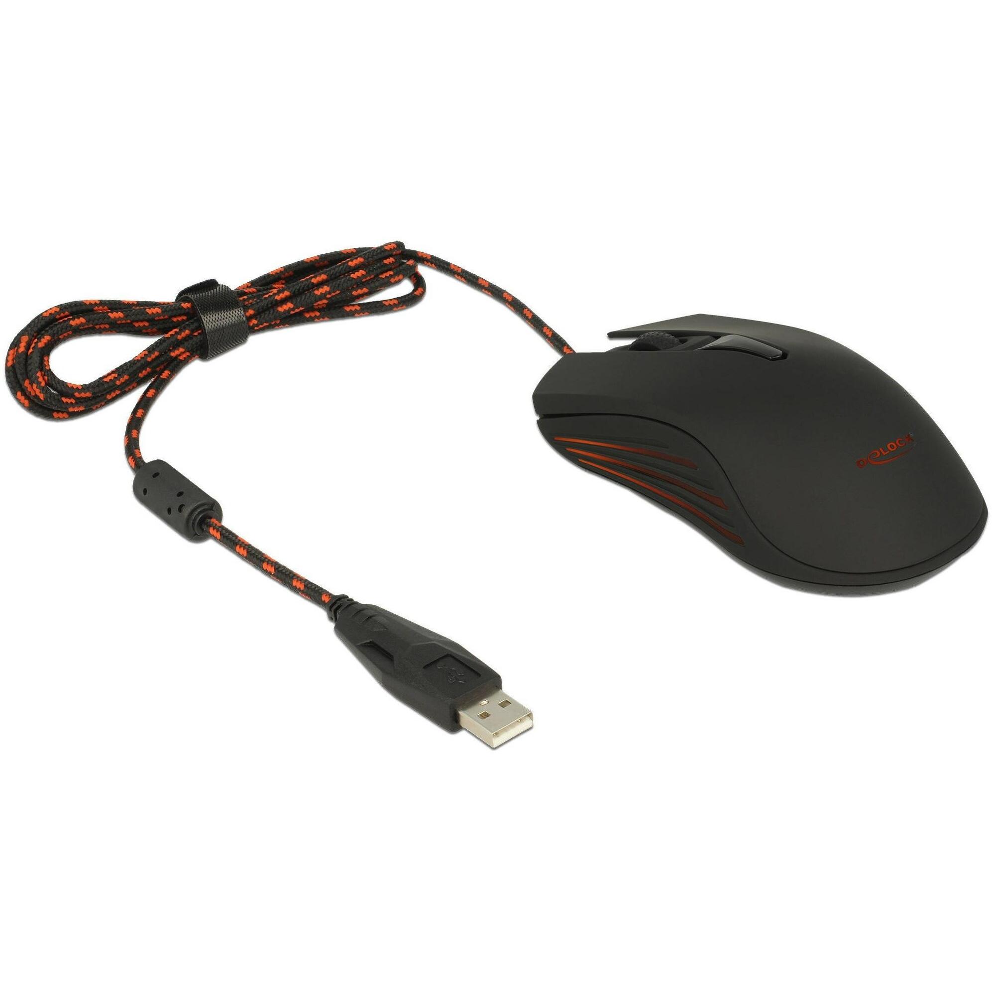 Delock Optical 12531 (Kabelgebunden), Maus, Rot, Schwarz