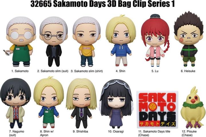 Actual product image Monogram Sakamoto Days 3D PVC-Taschenanhänger Series 1 Display (24)