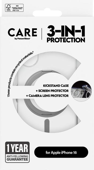 Productafbeelding PanzerGlass CARE Feature 3-in-1 Keramische Bundel iPhone '24 6.1" (1 Pcs., Apple iPhone 16)